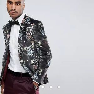 ASOS velvet floral blazer 48” chest long